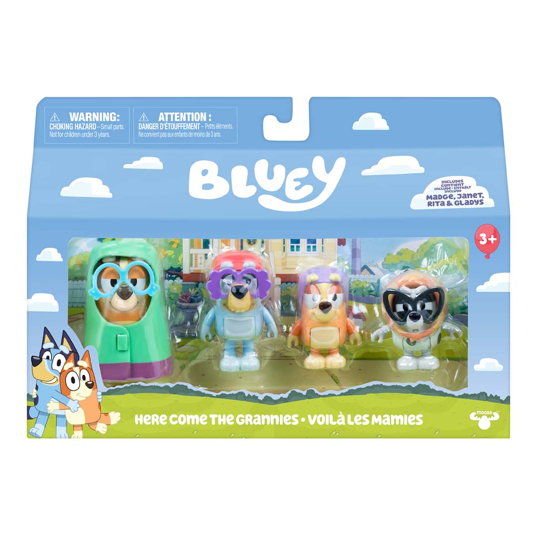 Bluey سلسلة 14 هنا تأتي الجدات، مجموعة شخصيات من 4 قطع