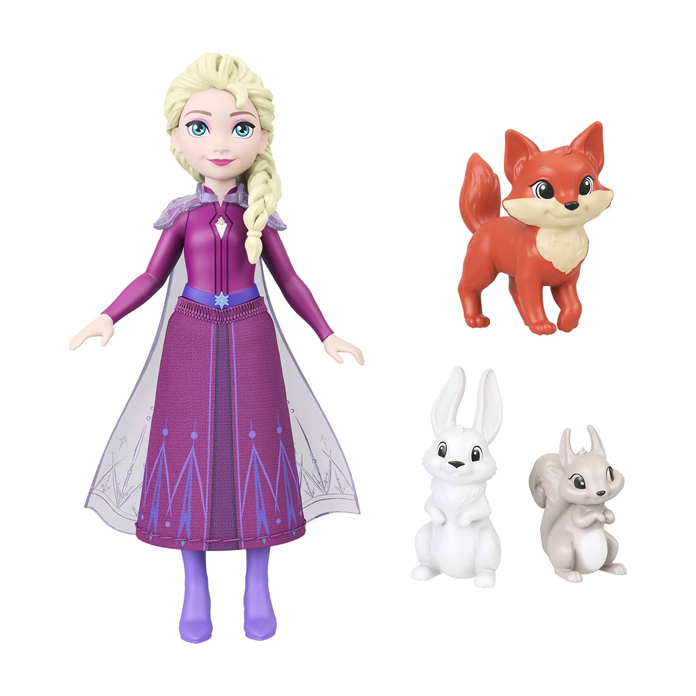 Disney Frozen Winter Animal Fun Playset with Elsa doll, woodland animals, icy playground and cosy cabin