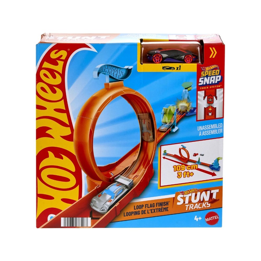 Hot Wheels Stunt Tracks Loop Flag Finish Playset