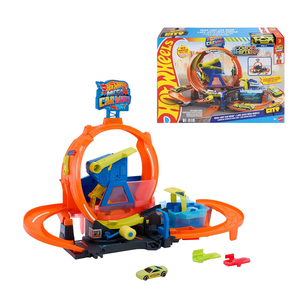 Hot Wheels City Mega Loop Car Wash Playset
