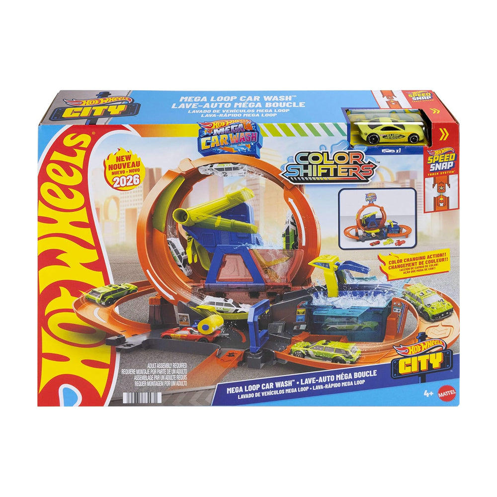 Hot Wheels City Mega Loop Car Wash Playset