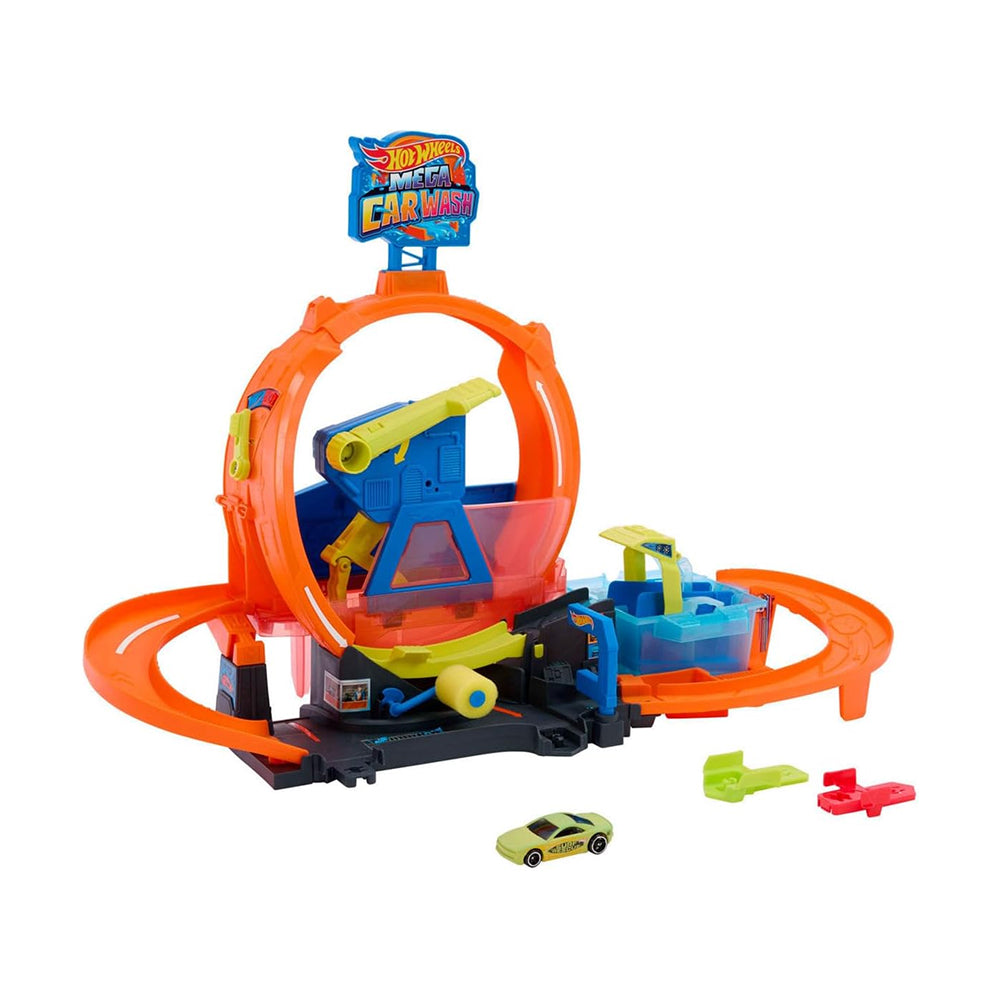 Hot Wheels City Mega Loop Car Wash Playset