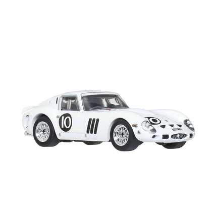 Hot Wheels Premium white Ferrari 250 GTO number 10 Vintage Racing die-cast car in 1:64 scale