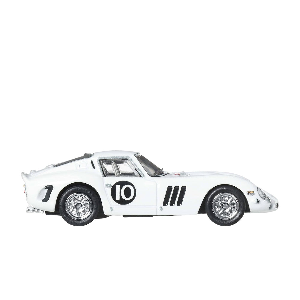 Hot Wheels Premium white Ferrari 250 GTO number 10 Vintage Racing die-cast car in 1:64 scale
