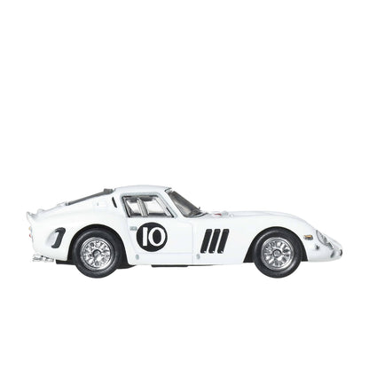 Hot Wheels Premium white Ferrari 250 GTO number 10 Vintage Racing die-cast car in 1:64 scale
