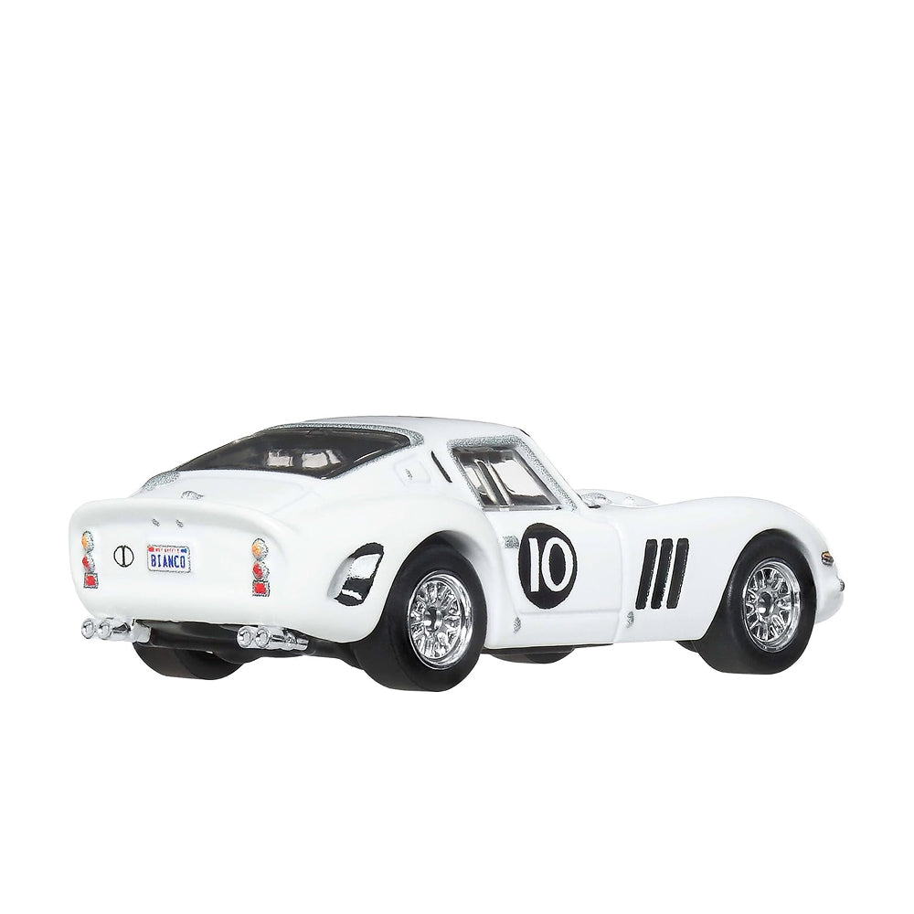 Hot Wheels Premium white Ferrari 250 GTO number 10 Vintage Racing die-cast car in 1:64 scale