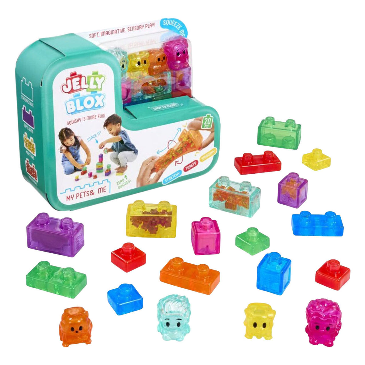 مكعبات الجيلي Blox My Pets & Me، مجموعة بناء المكعبات الحسية الناعمة