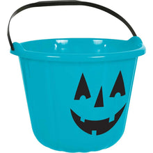 Pumpkin Halloween Bucket Teal Plastic 6X8