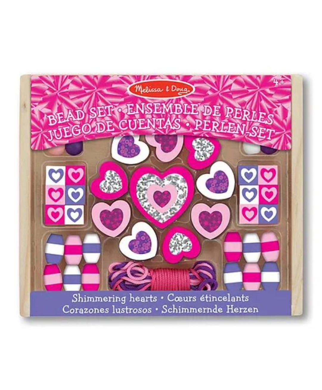 MD Shimmering Hearts Wooden Bead Set