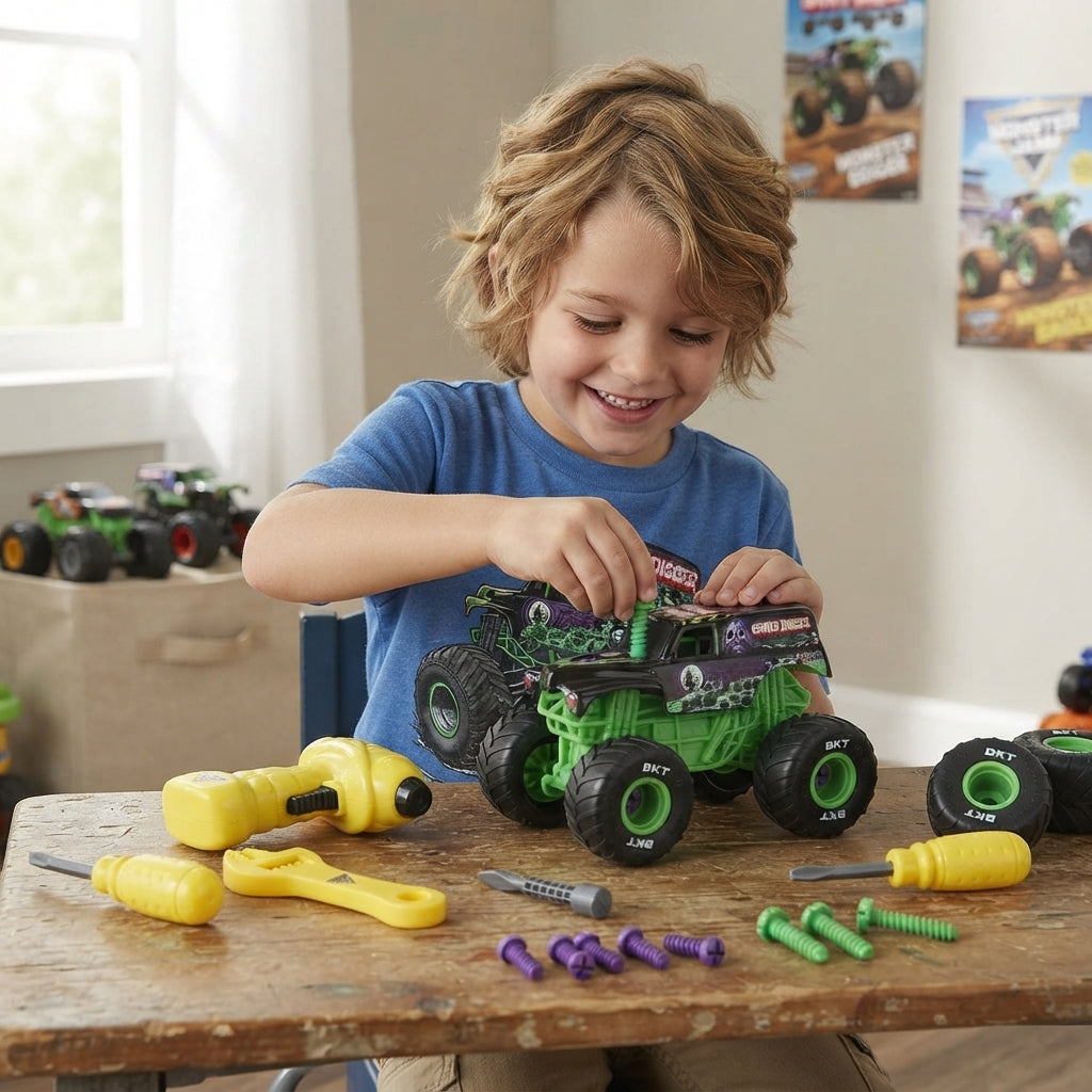 Monster Jam Grave Digger Mechanix Crash & Re-Build Truck 1:18
