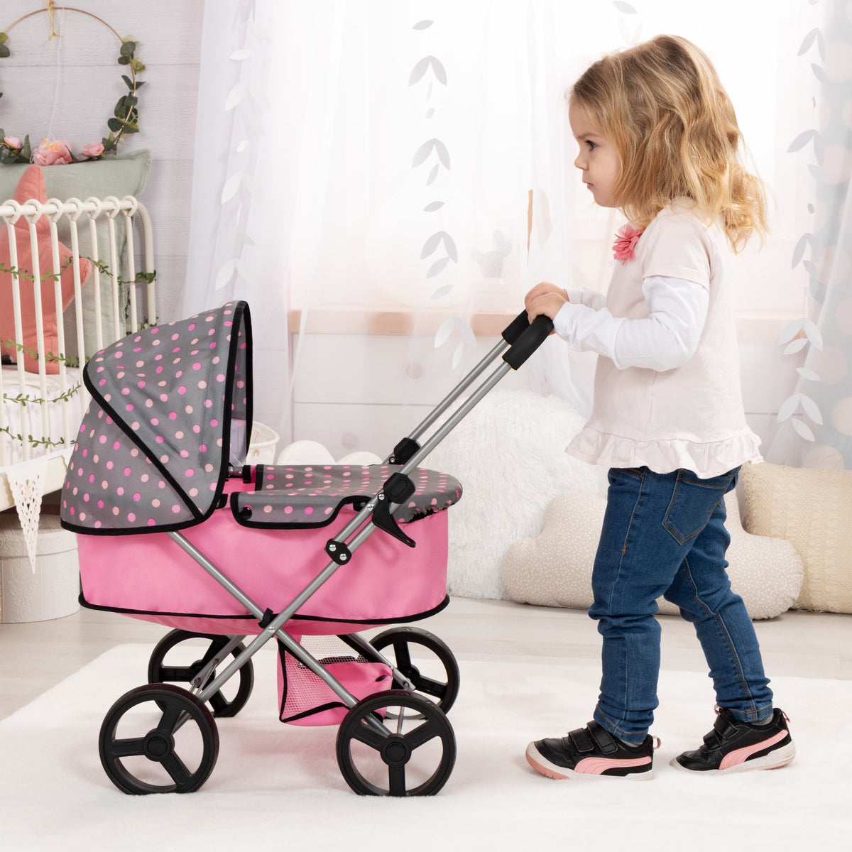 Bayer Design Go Doll Pram with Shopping Basket