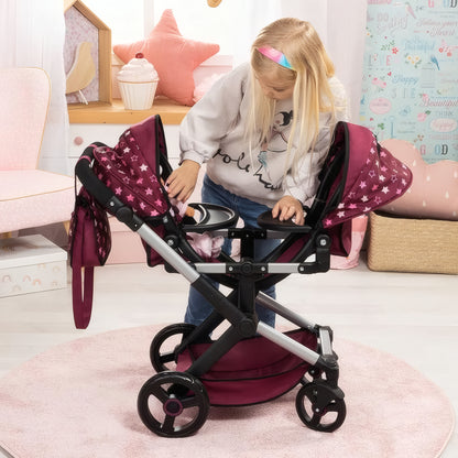 Bayer Design Xeo Twin Double Doll Pram – Bordeaux