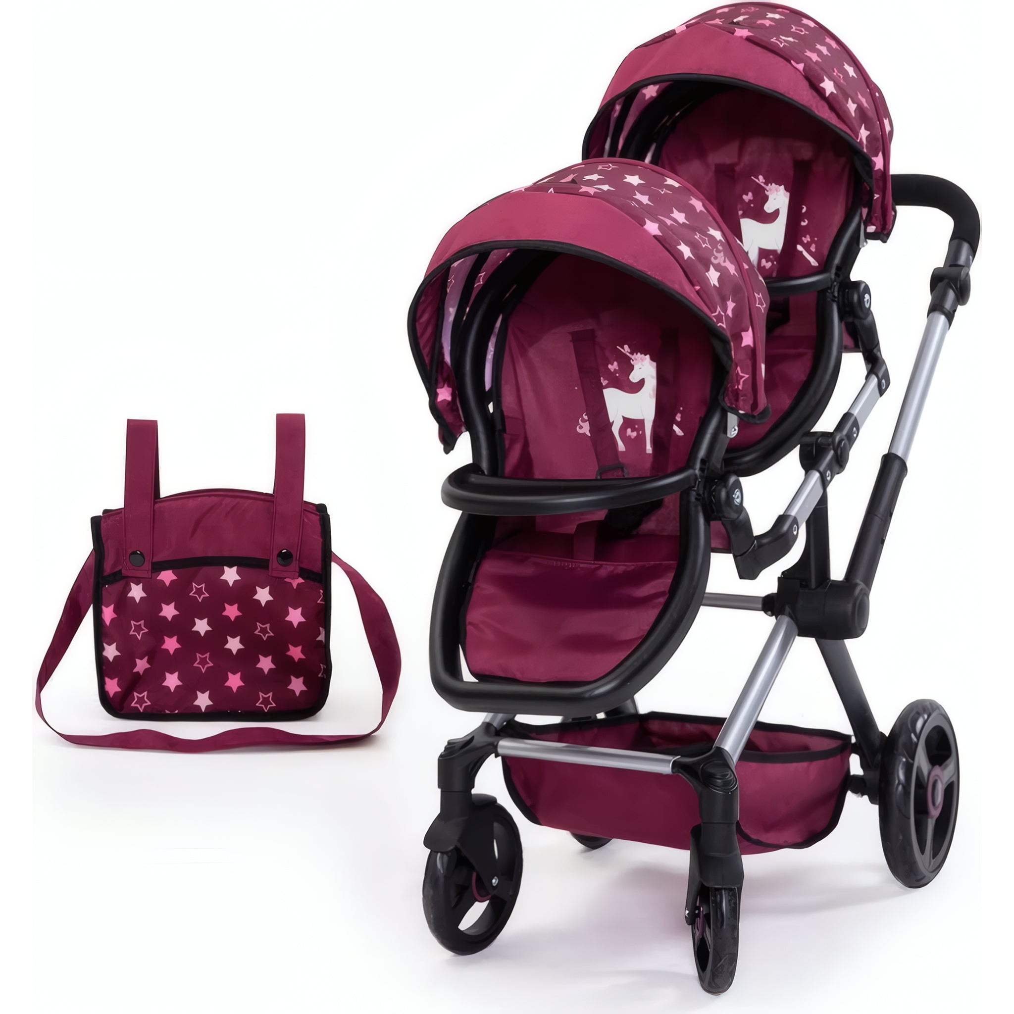 Bayer Design Xeo Twin Double Doll Pram – Bordeaux