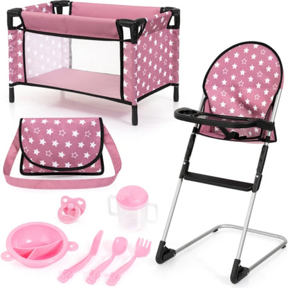 Bayer Design Doll Travel Set with High Chair & Bed