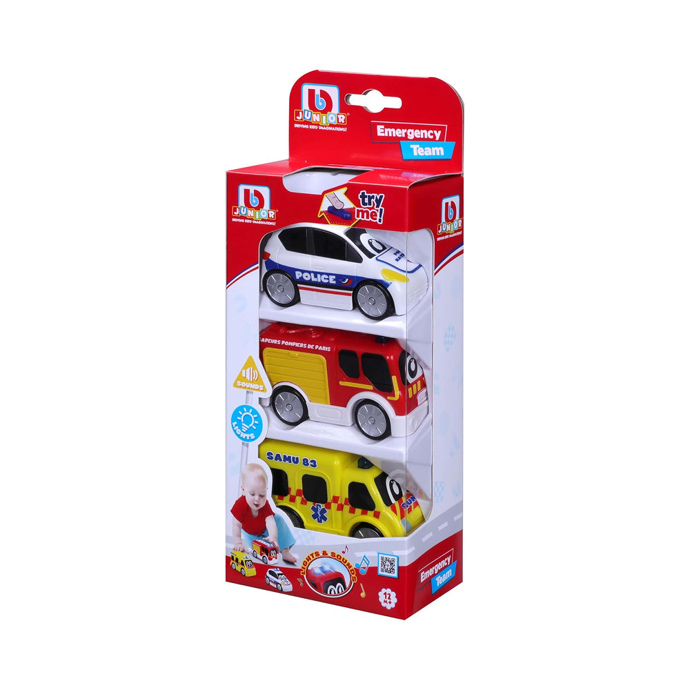 Bburago Junior Emergency Vehicles 3-Pack with Lights & Sounds