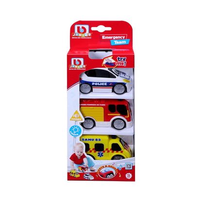 Bburago Junior Emergency Vehicles 3-Pack with Lights & Sounds