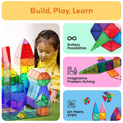 PicassoTiles Magnetic Building Tiles 60-Piece Set
