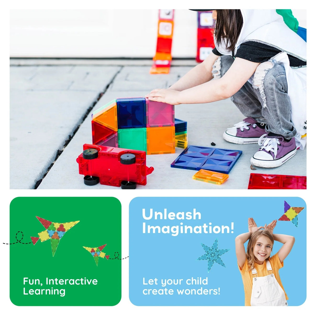 PicassoTiles Magnetic Building Tiles 60-Piece Set