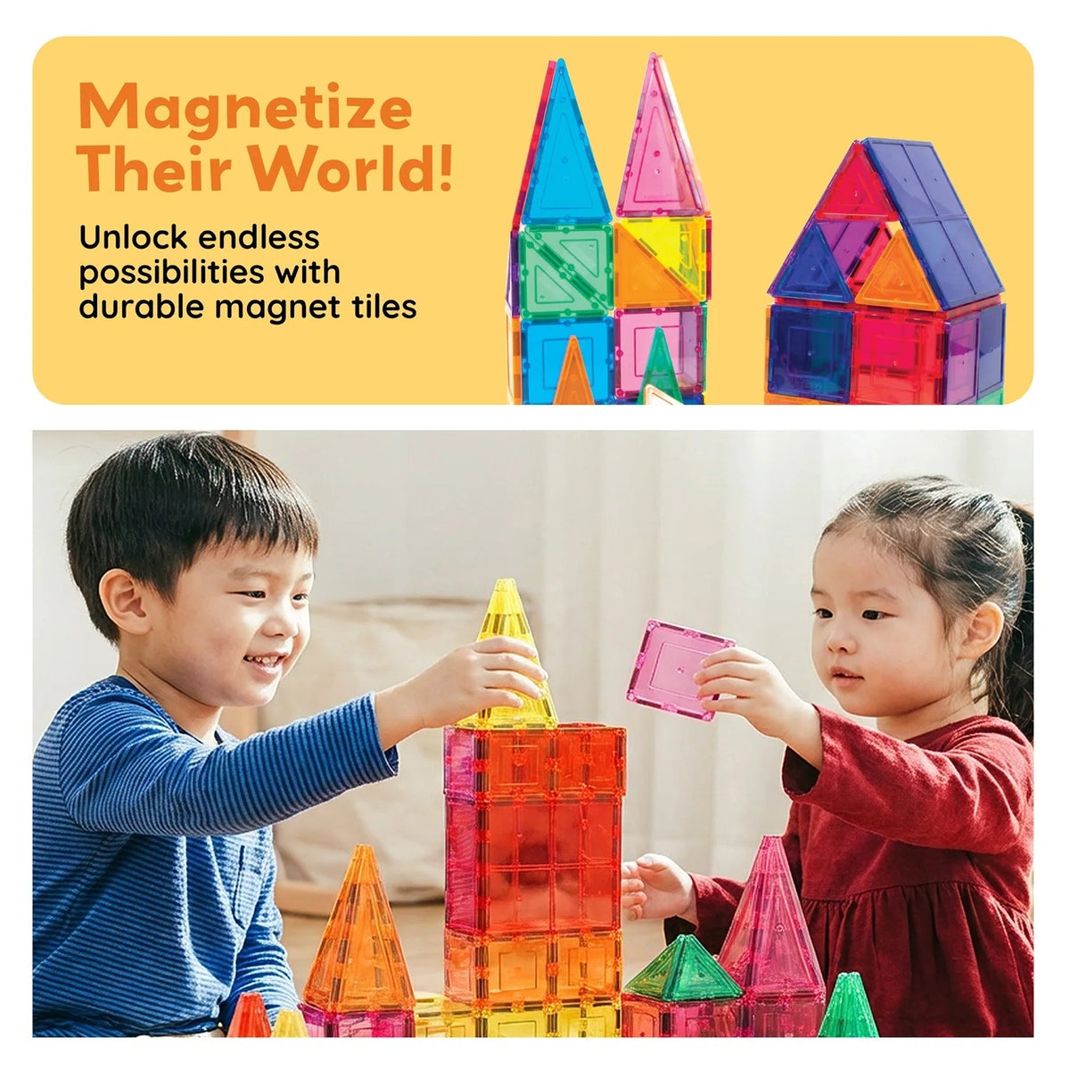 PicassoTiles Magnetic Building Tiles 60-Piece Set