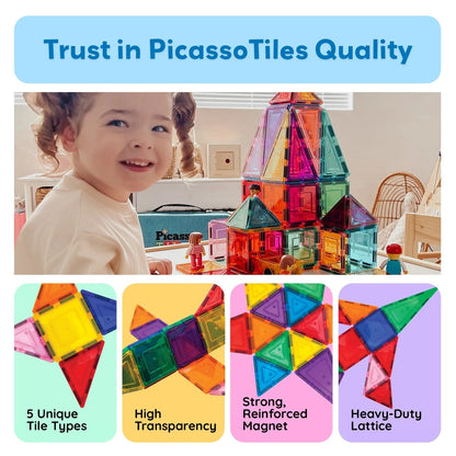PicassoTiles Magnetic Building Tiles 60-Piece Set