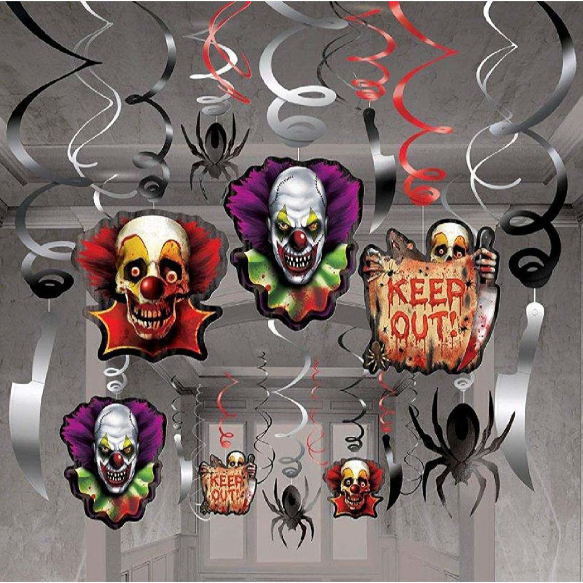 Creepy Carnival Swirl Decorations 30Pcs