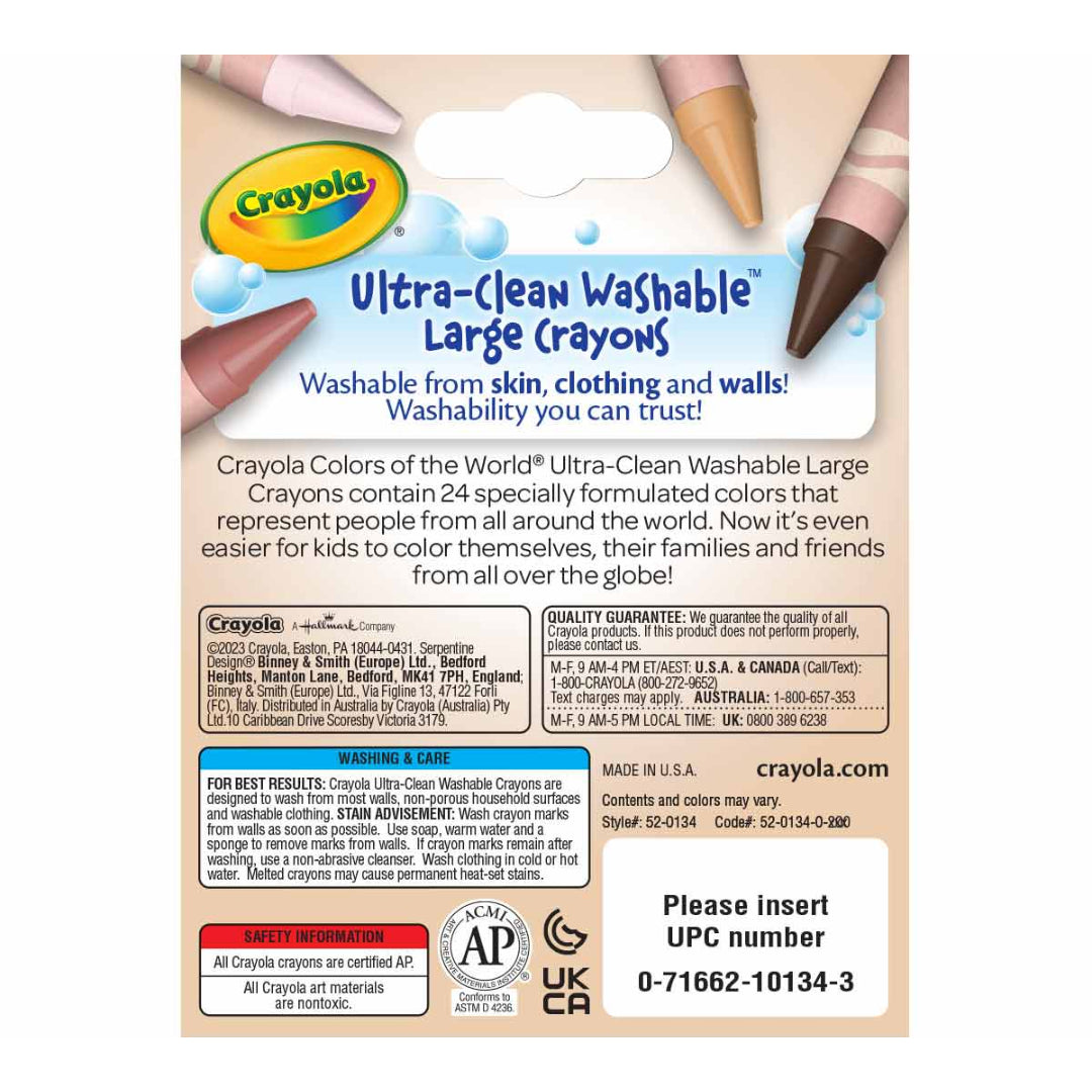 Crayola Colors of the World Large Ultra-Clean Washable Crayons – 24 Count