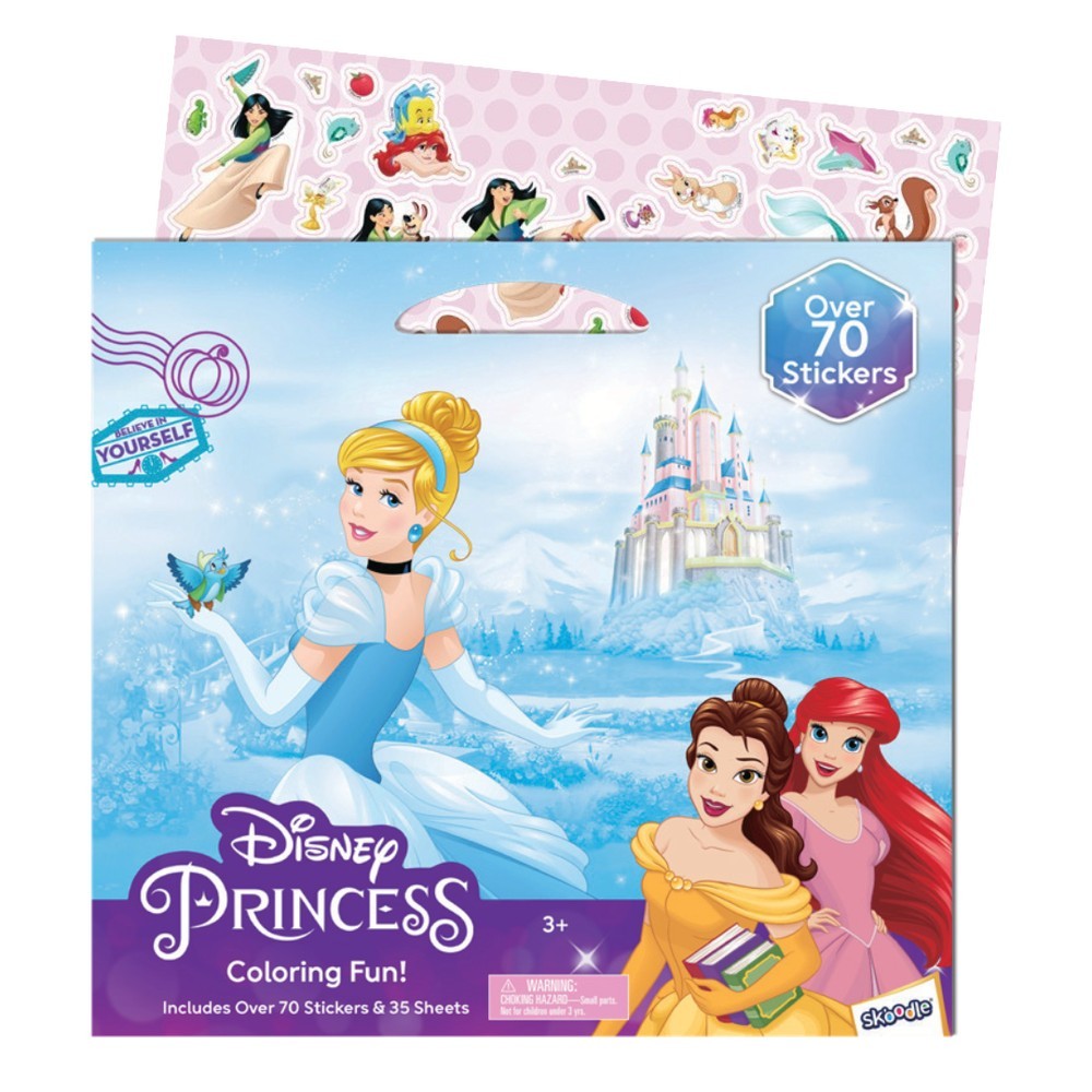 Skoodle Disney Princess Coloring Book with Stickers (3+ Years) - 35 Sheets