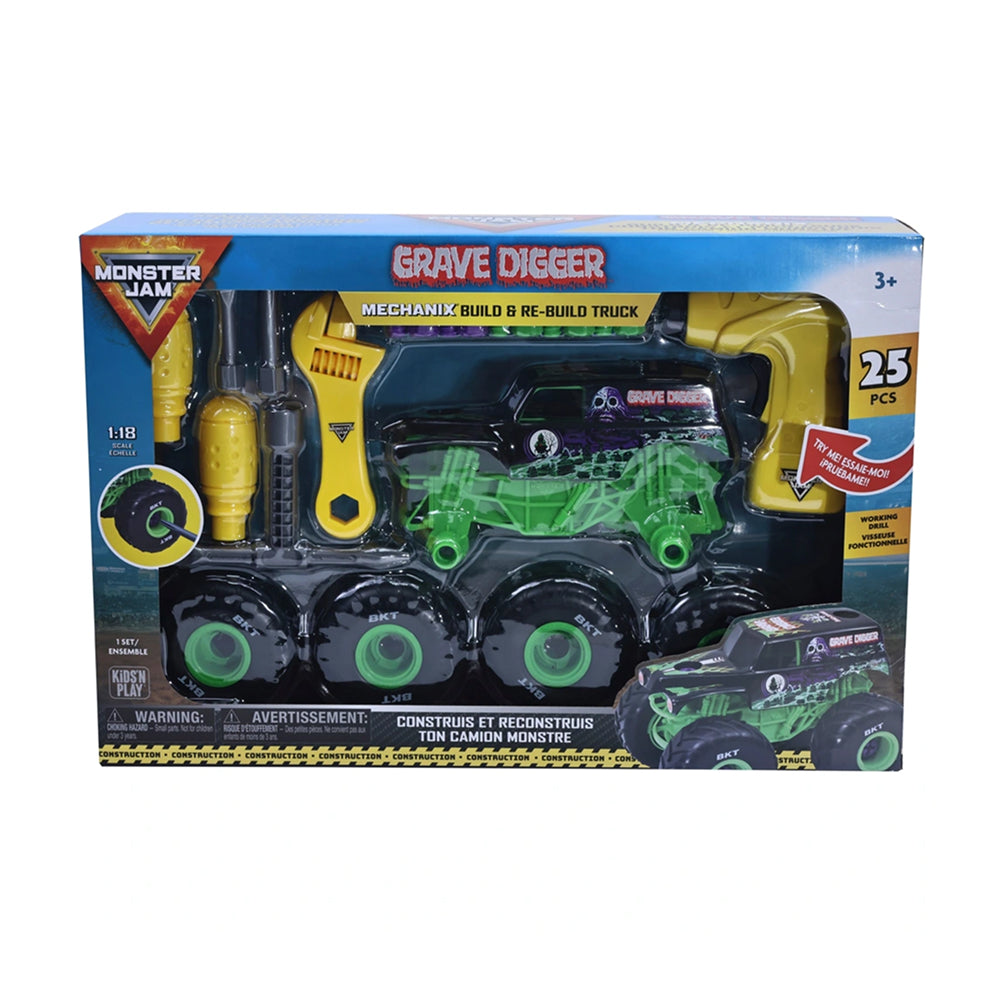 Monster Jam Grave Digger Mechanix Crash & Re-Build Truck 1:18