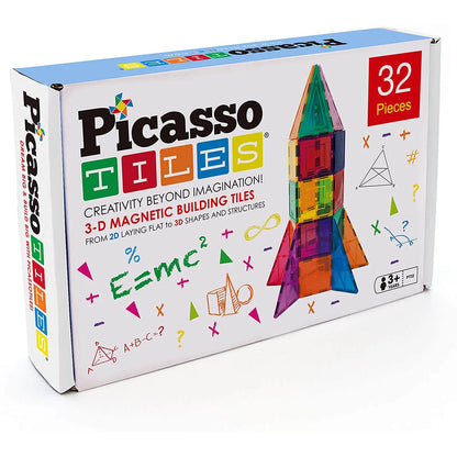 PicassoTiles Rocket Booster Magnetic Building Set 32 Pieces