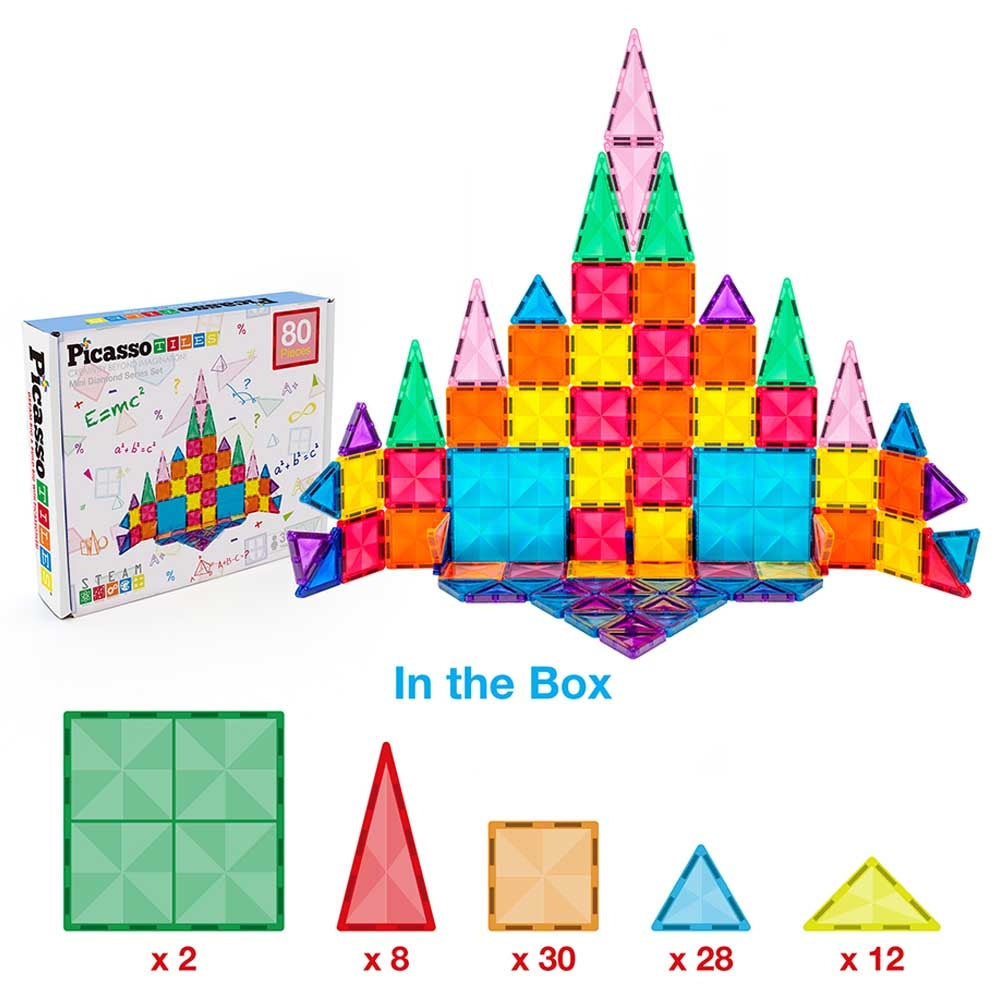 PicassoTiles Mini Diamond Magnetic Building Set 60 Pieces