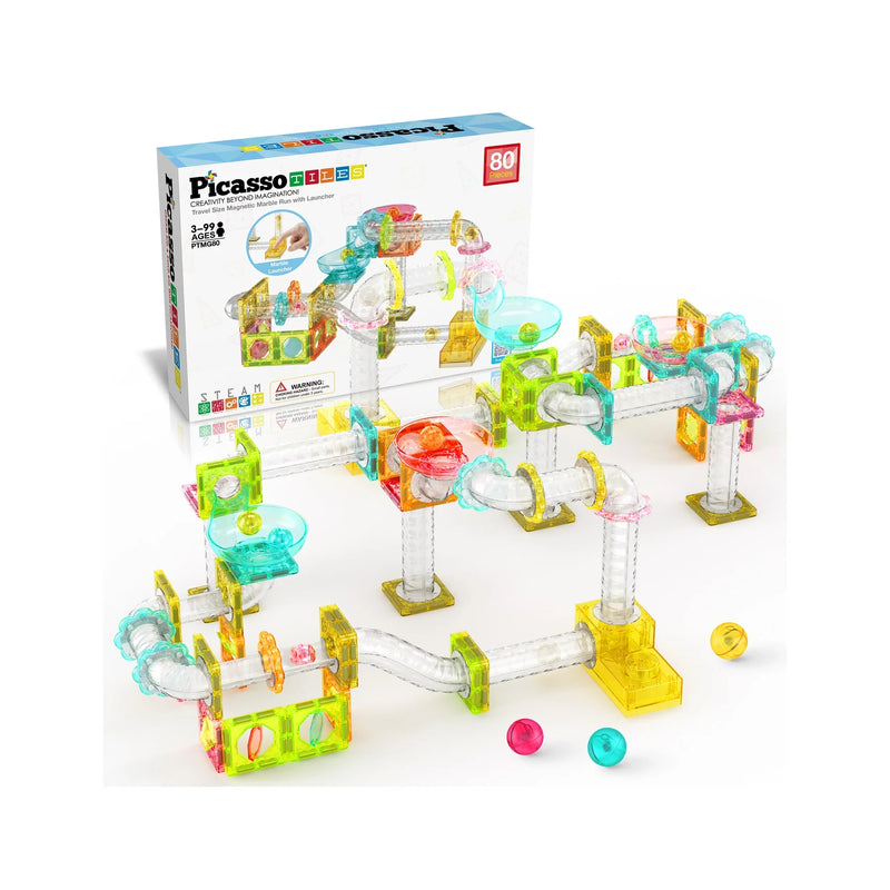 PicassoTiles Pocket Marble Run Magnetic Building Blocks Set (3+ Years)