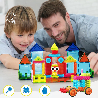 PicassoTiles Magnetic Tiles & Hedgehog Building Set 75 Pieces