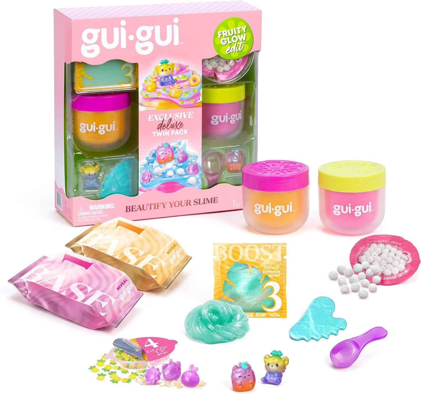 GUI GUI Fruity Glow Deluxe Twin Pack Slime Kit with Scented Slimes & Tools