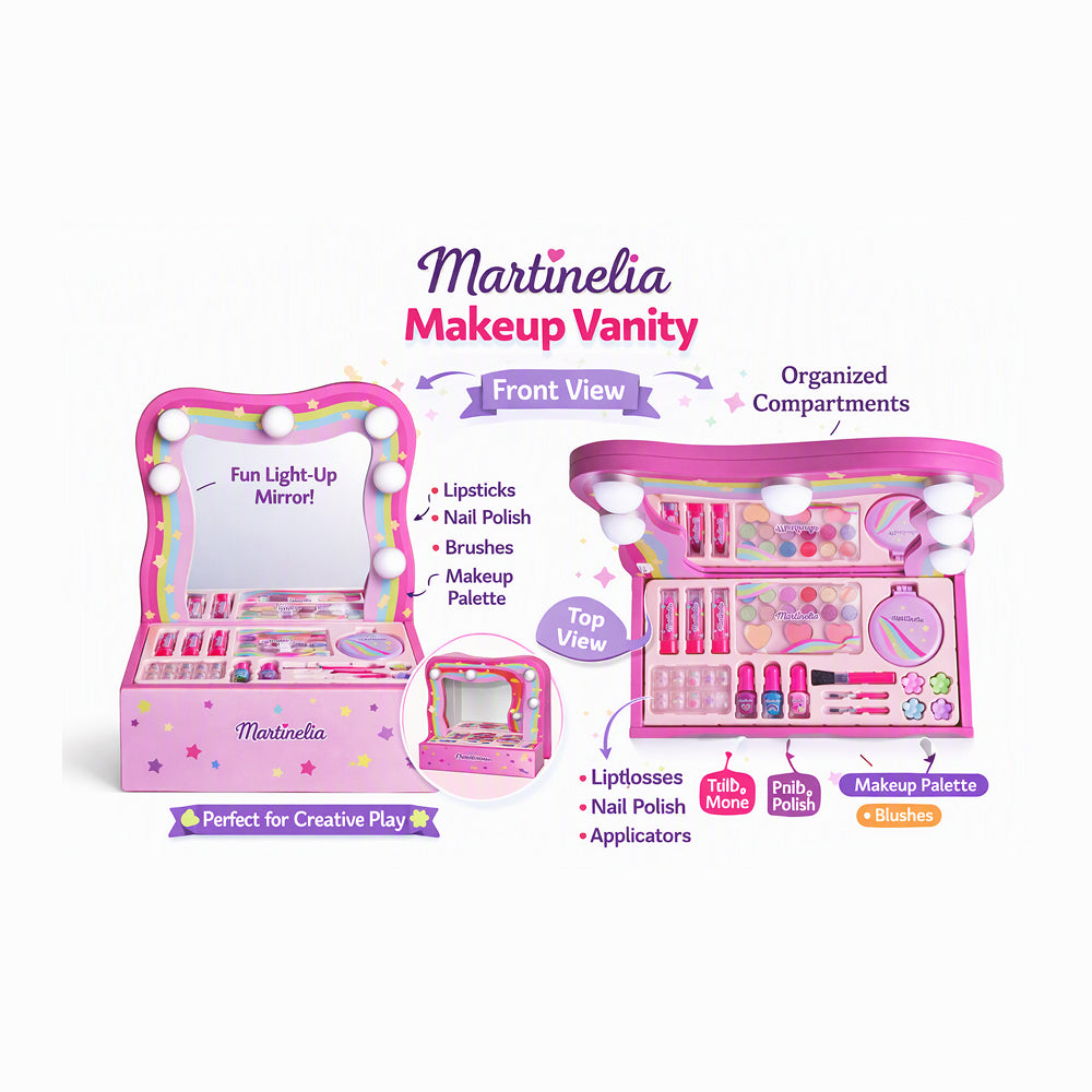 Martinelia Makeup Vanity Beauty Set with Light-Up Mirror