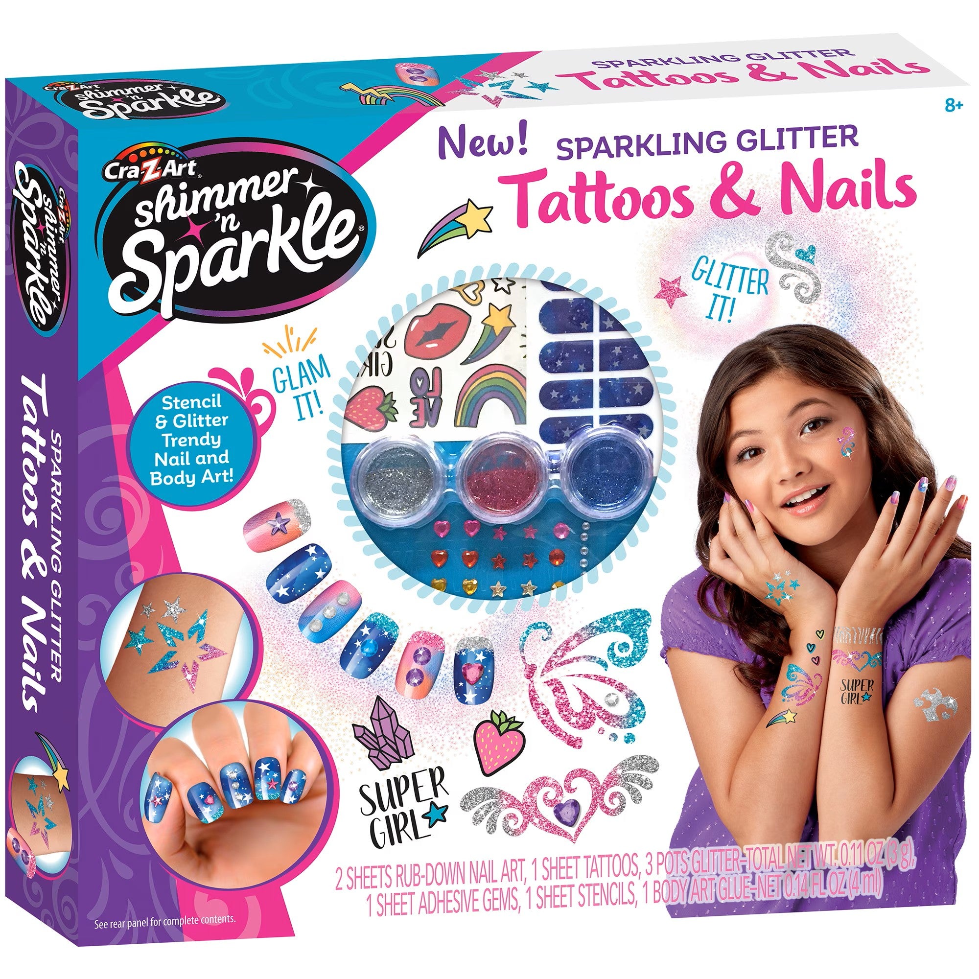 Shimmer N Sparkle Nails & Body Tattoos Glitter Art Set