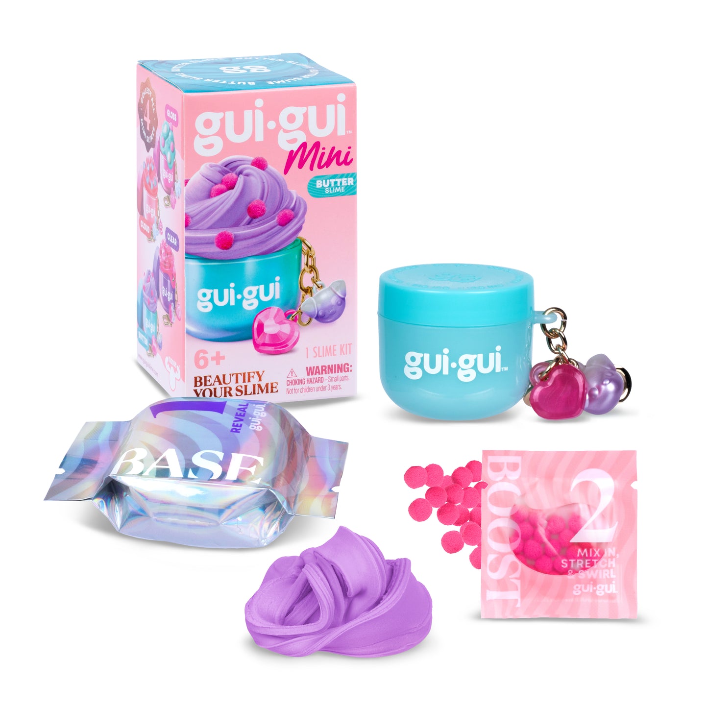Gui Gui Slime Mini Pack – Stretchy Slime with Glitter & Charms or Kids 6+