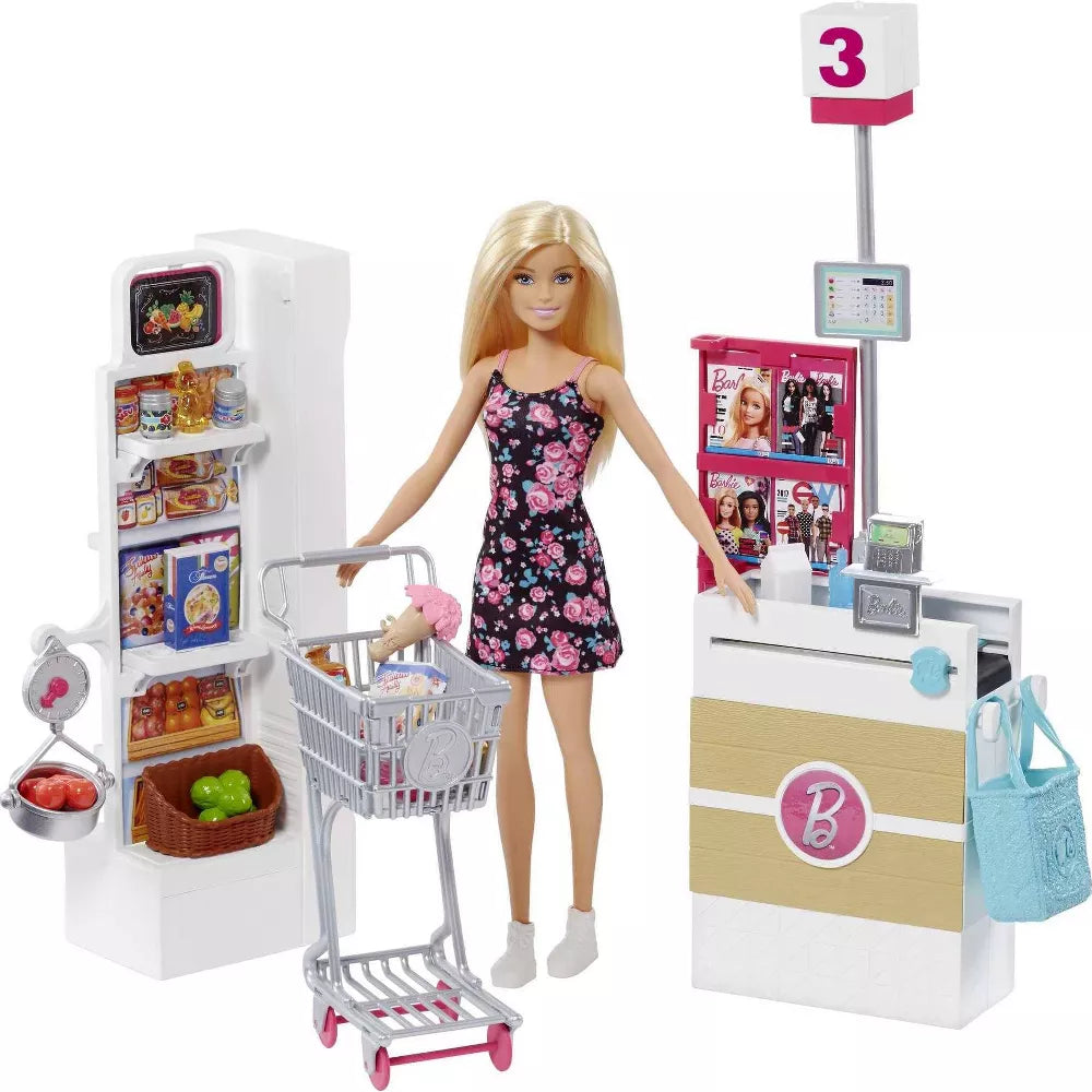 Barbie Doll with Supermarket & 25+ Accessories