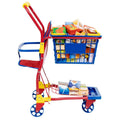Kids Shopping Cart with Doll Seat & Play Food Set