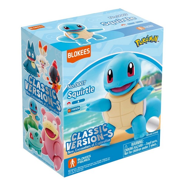 Pokémon Squirtle figure packaging by Blokees on a white background