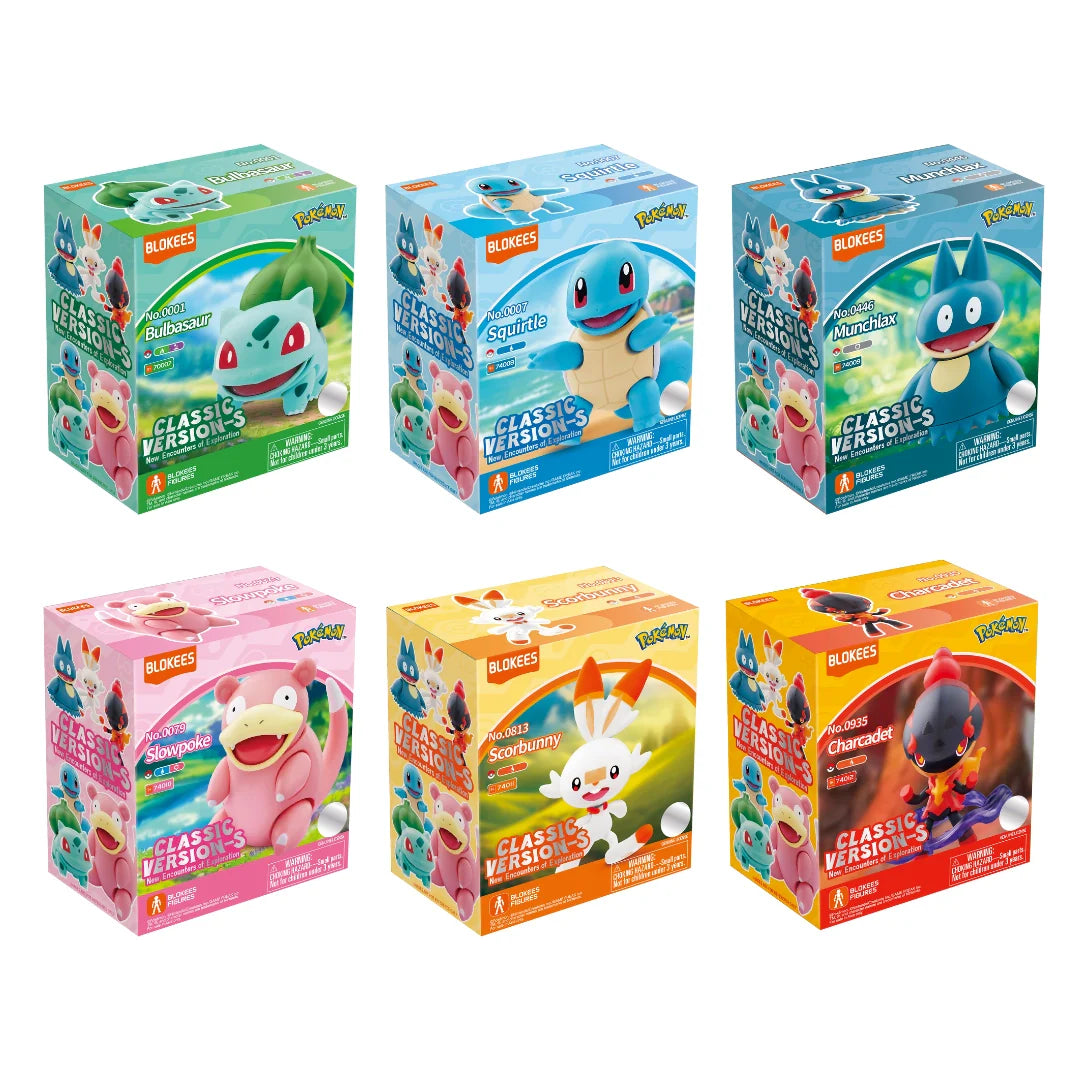 Collection of six Blenders Classic Versions toy boxes featuring various cartoon characters on a white background.