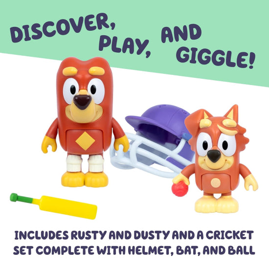 Bluey Cricket Figure 2-Pack Rusty & Dusty with Accessories