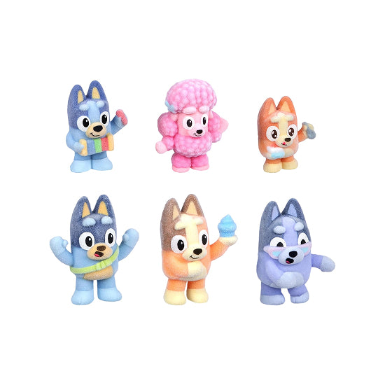 Bluey Fuzzies Deluxe Figure Pack with 8 Collectible Flocked Figures