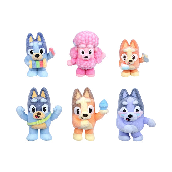 Bluey Fuzzies Deluxe Figure Pack with 8 Collectible Flocked Figures