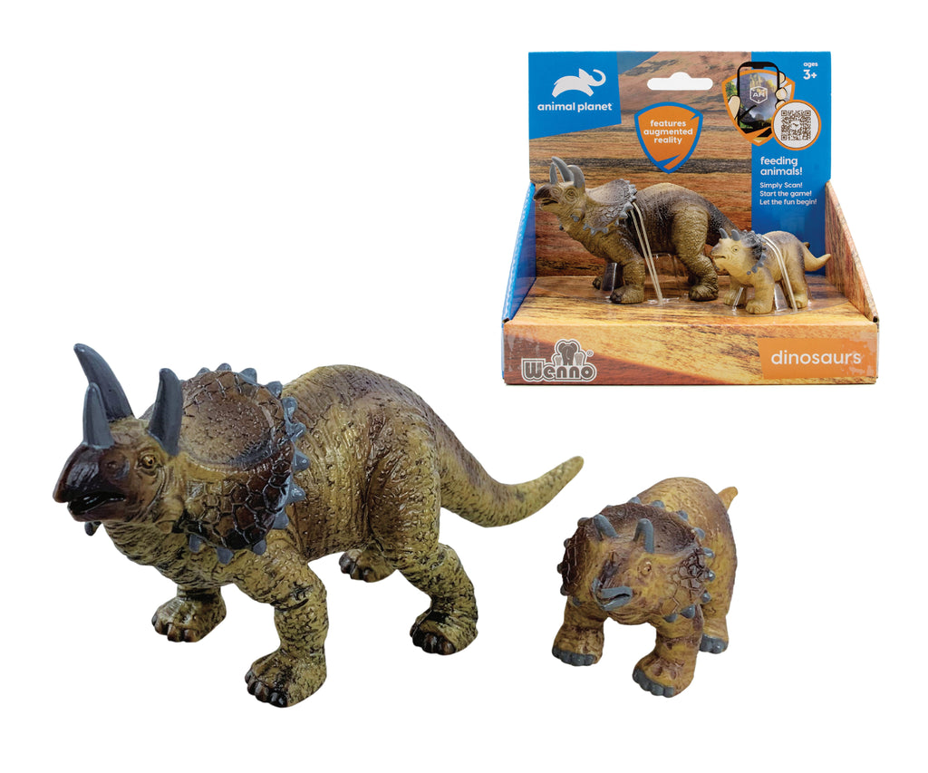 2 pcs Triceratops in open touch box