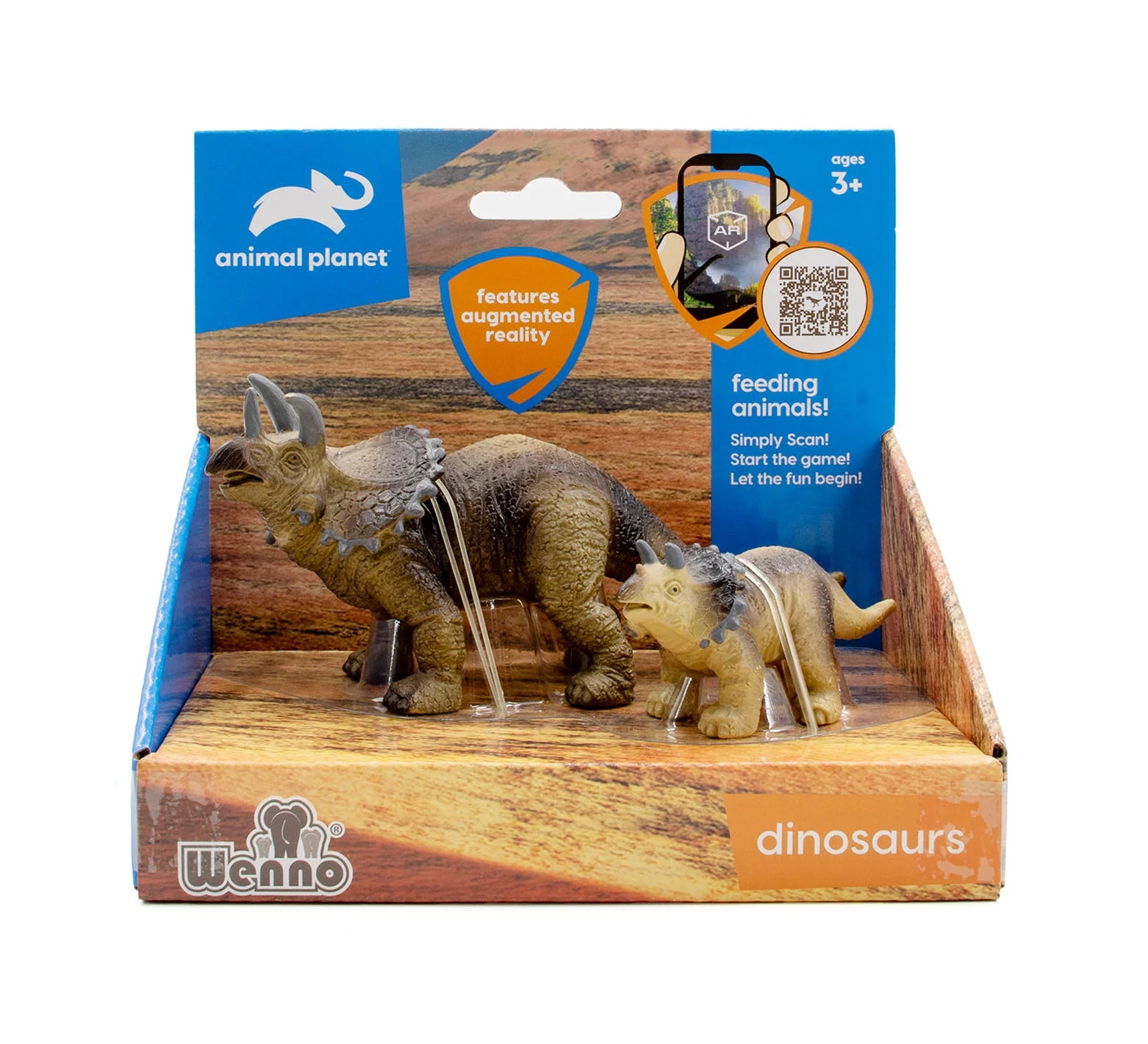 2 pcs Triceratops in open touch box