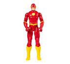 Superhero action figure in red and yellow costume on a white background