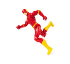 Red superhero figure with yellow boots and accents on a white background