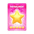 Virtual prize card with a yellow star and pink border on a white background
