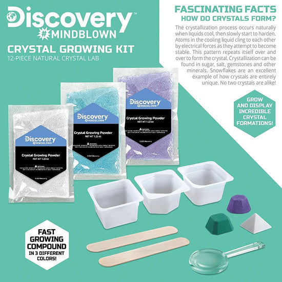 Discovery Mindblown Crystal Growing Kit 12-Piece – STEM Science Experiment Set for Kids