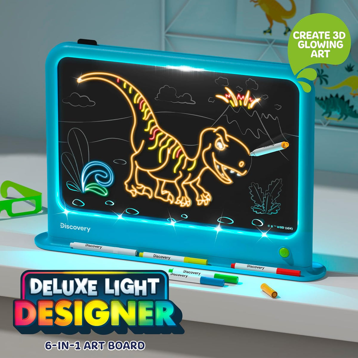 Discovery Light Designer Board 6 in 1 LED Drawing Art Kit with 3D Glasses